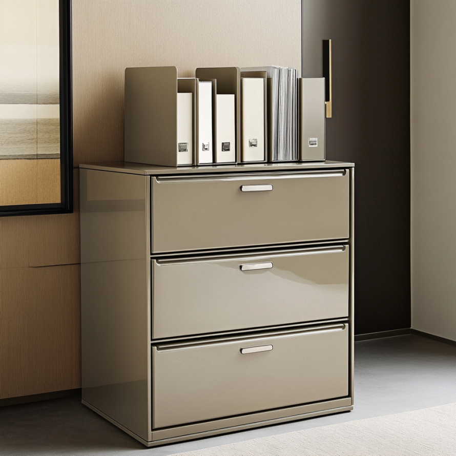 Modern metal file cabinets with sleek lines for secure document storage