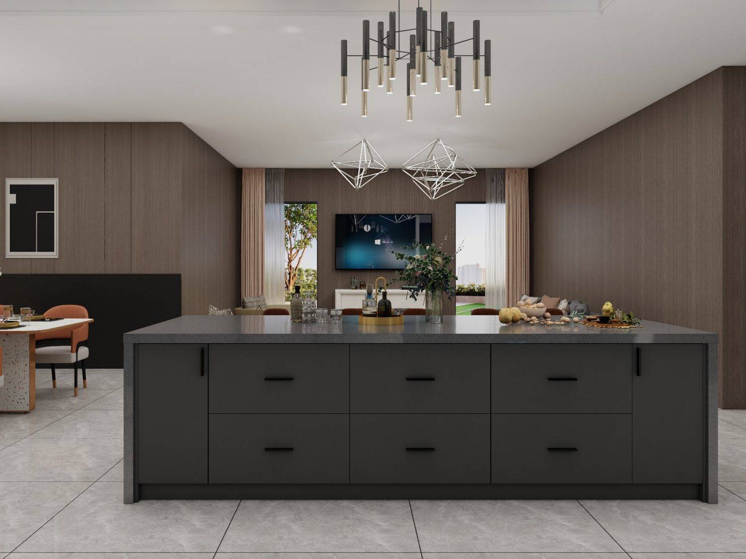 Sleek black cabinets showing custom kitchen cabinet cost example