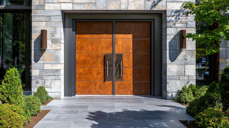 Residential modern orange aluminum security door