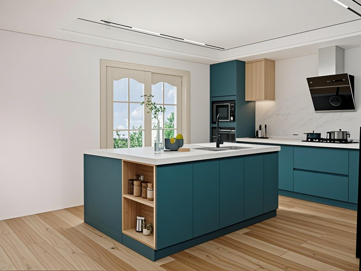 modern teal kitchen cabinets