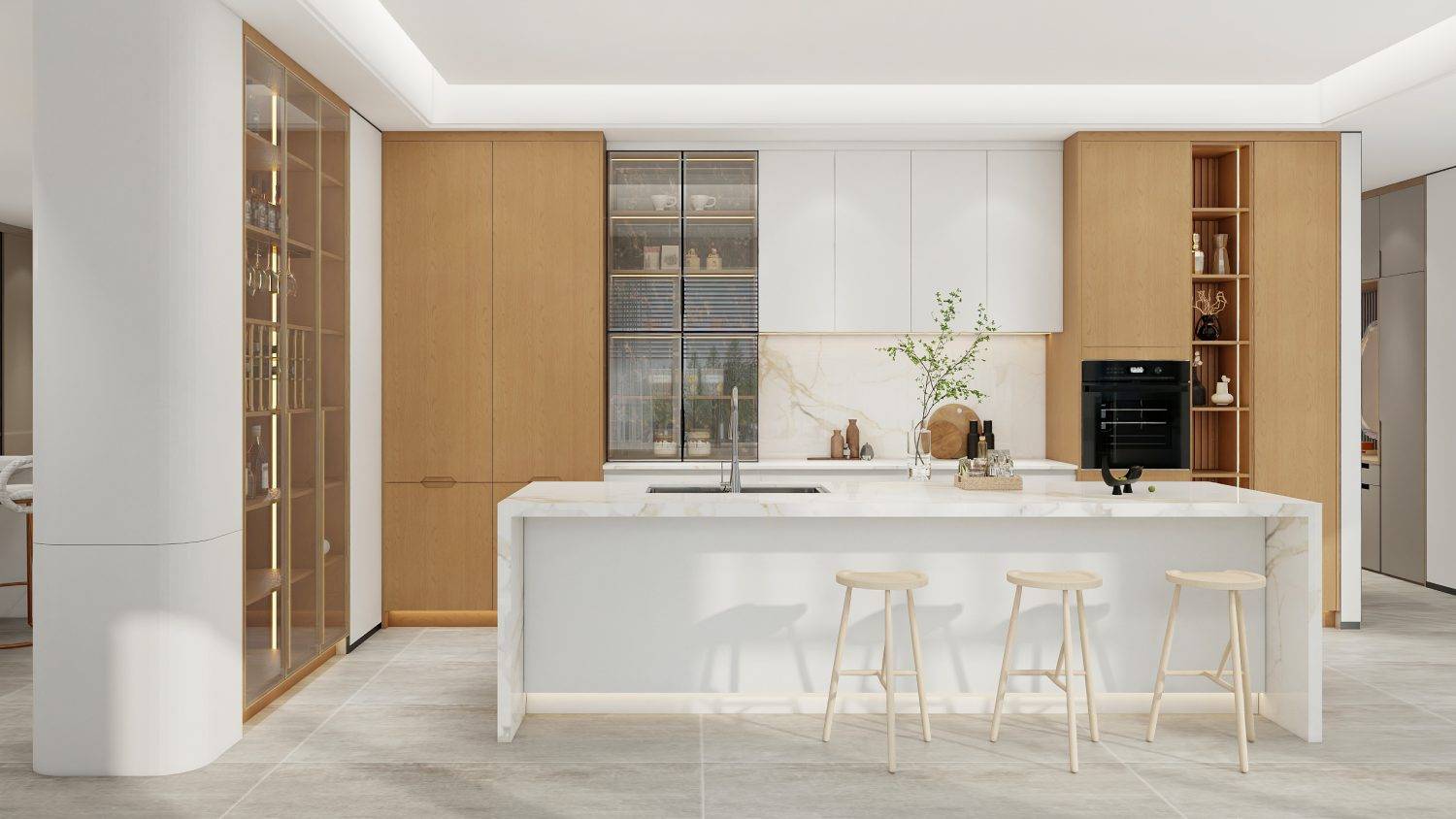 modern mid-tier wooden kitchen cabinets