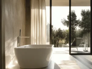 Elegant Bathroom Design Featuring Modern Door for Contemporary Spaces