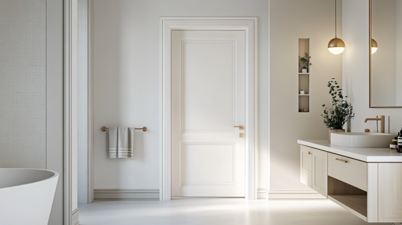 white panelled-door design for the bathroom