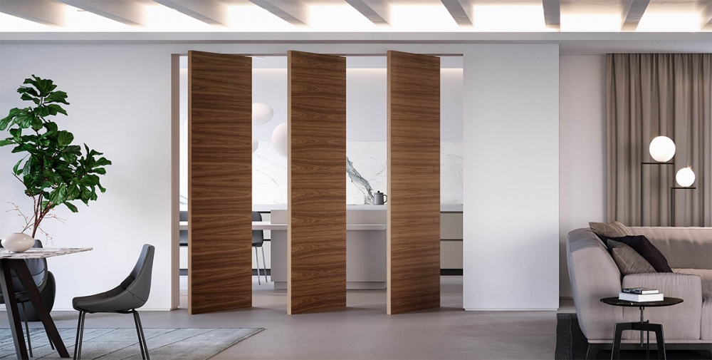 interior-multi-pivoting wooden doors