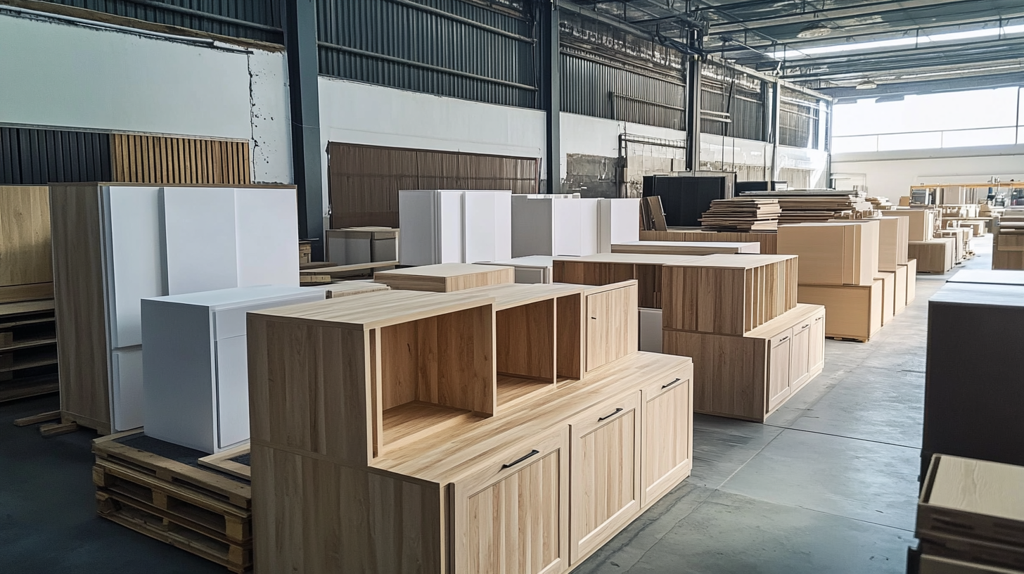 Pre-Assembled wooden kitchen cabinets at warehouse