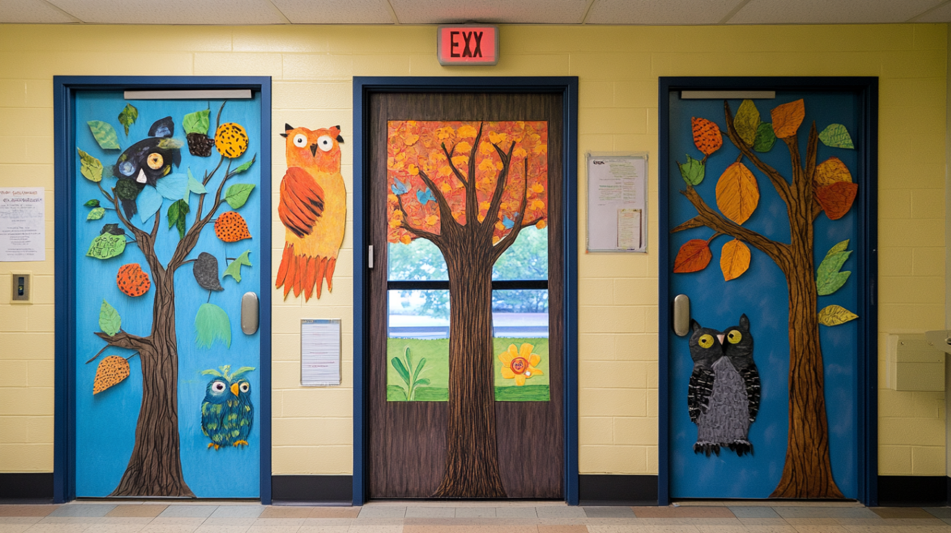 school classroom door with beautiful designs