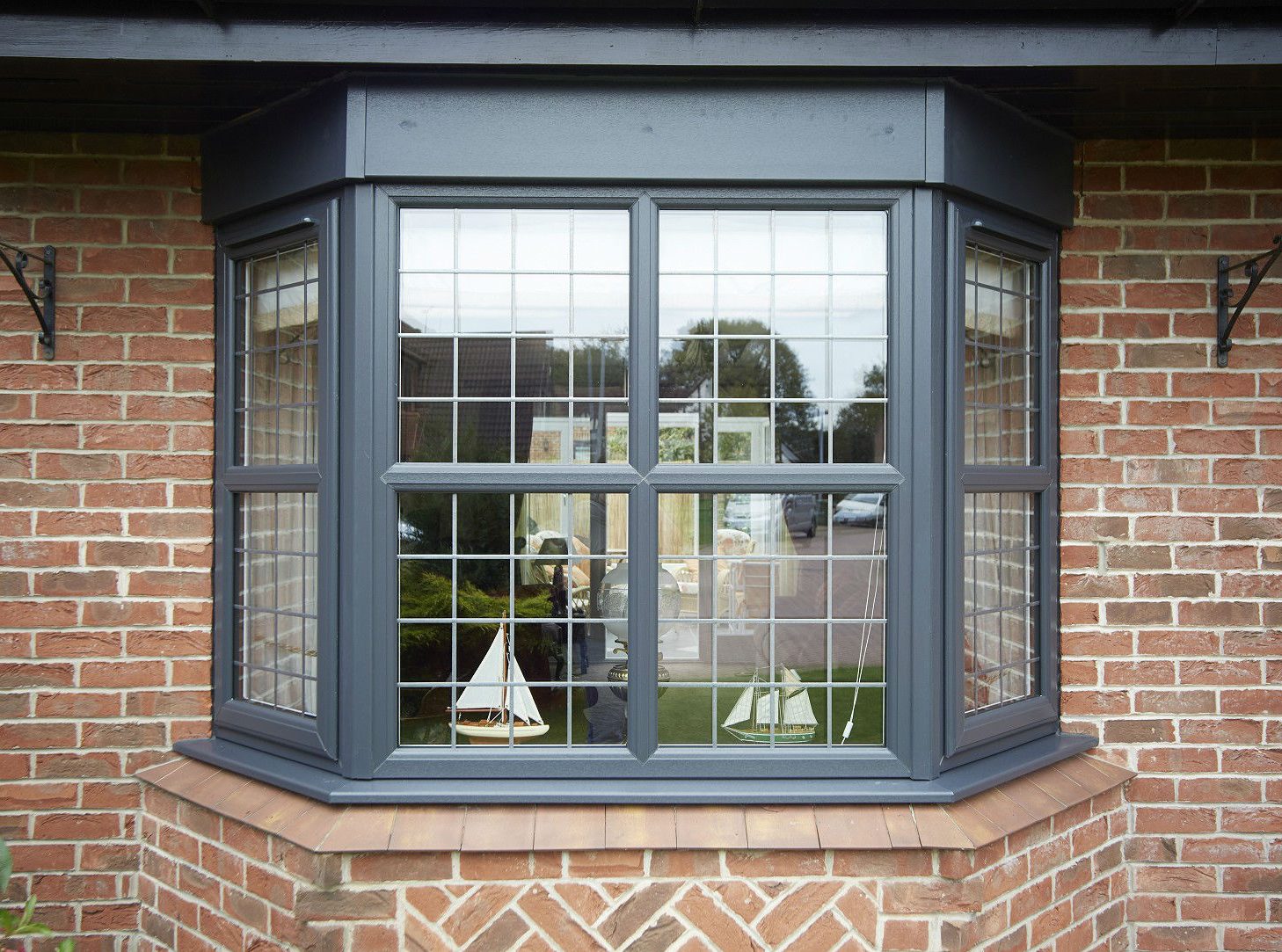 black upvc glass bay window designs