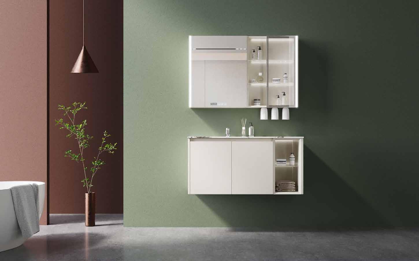 small size white wholesale vanity with mirror cabinet and countertop