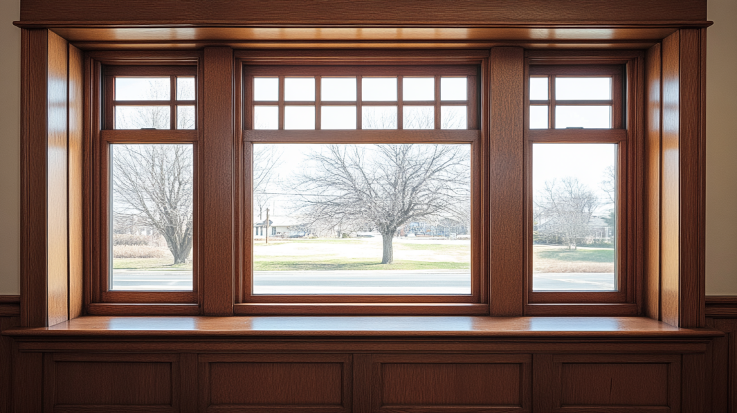 wooden fixed window