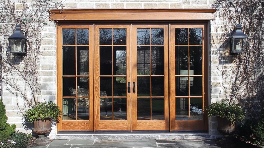 wooden-french-door design-with-glass