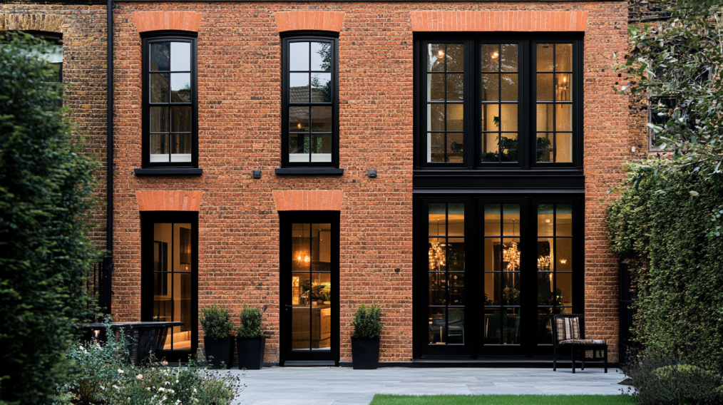 a-red-brick-Georgian-home-with-vinyl-black-windows