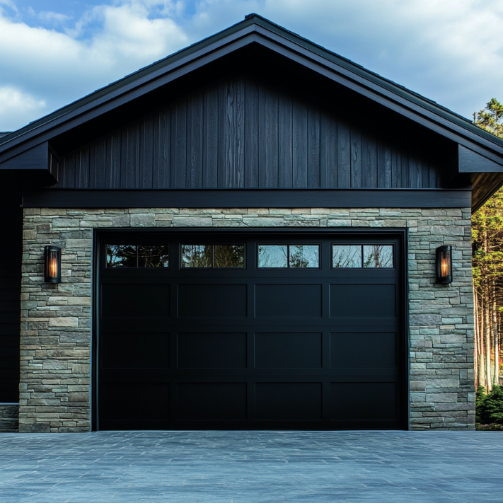 black-aluminum-garage-door-with-windows