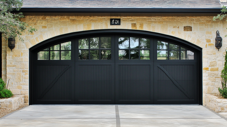 black-steel-doors-with-frosted-arched-windows