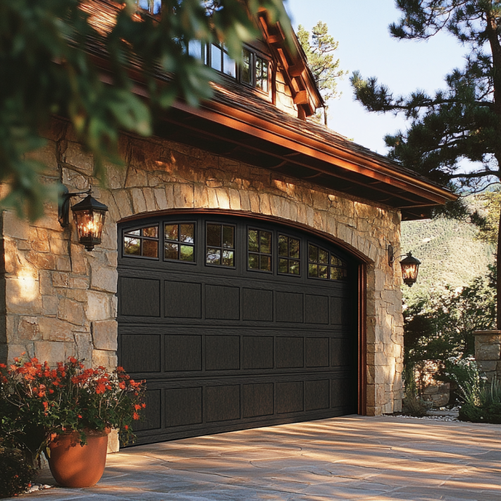 black-wood-garage-door-with-windows