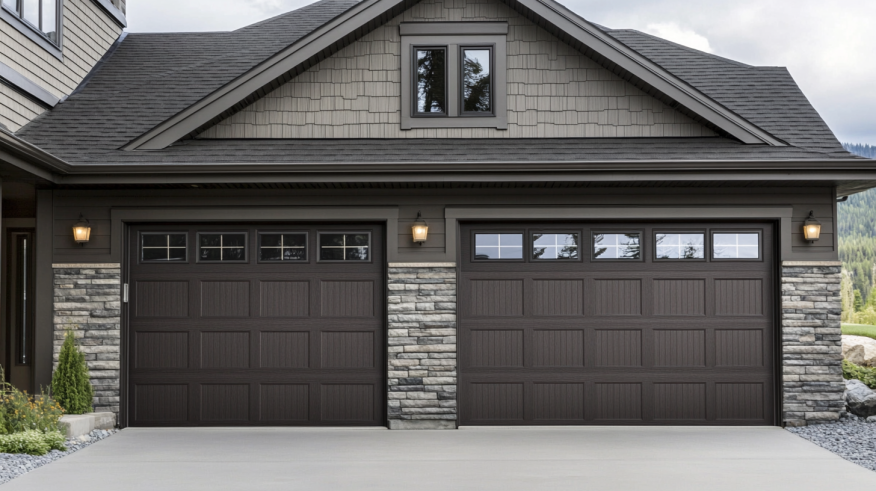 modern-garage-door-with-windows-for-the-residential-house