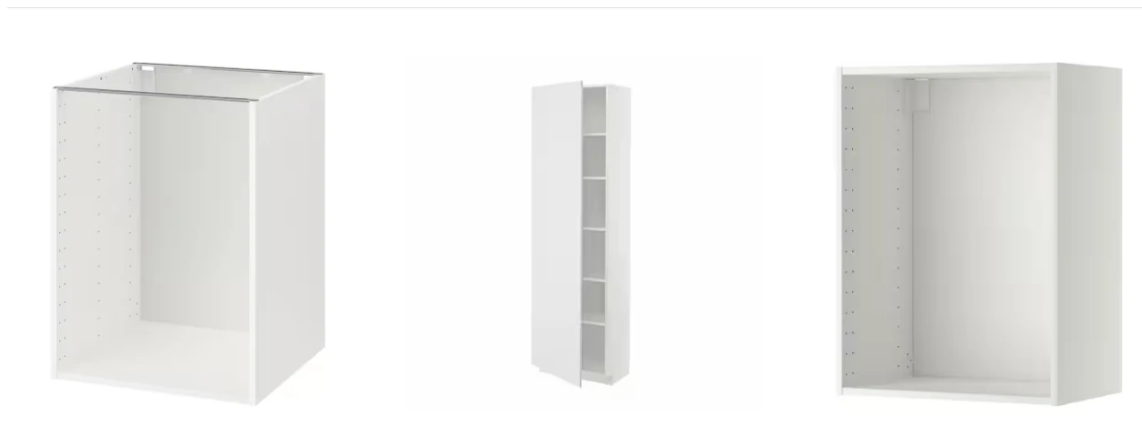 Modular IKEA kitchen cabinets, customizable to fit various kitchen layouts.