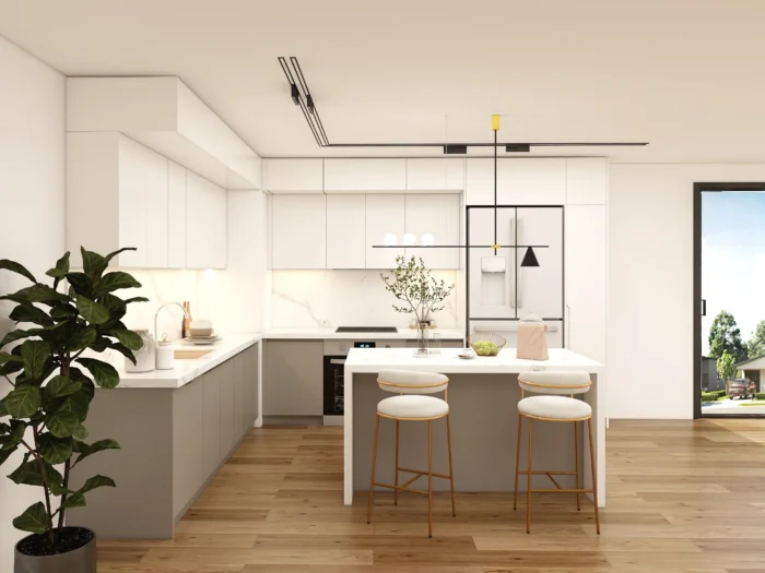 How to Identify Framed vs Frameless Cabinets? 5 Frameless cabinets in Scandinavian-inspired interior with minimalist design.