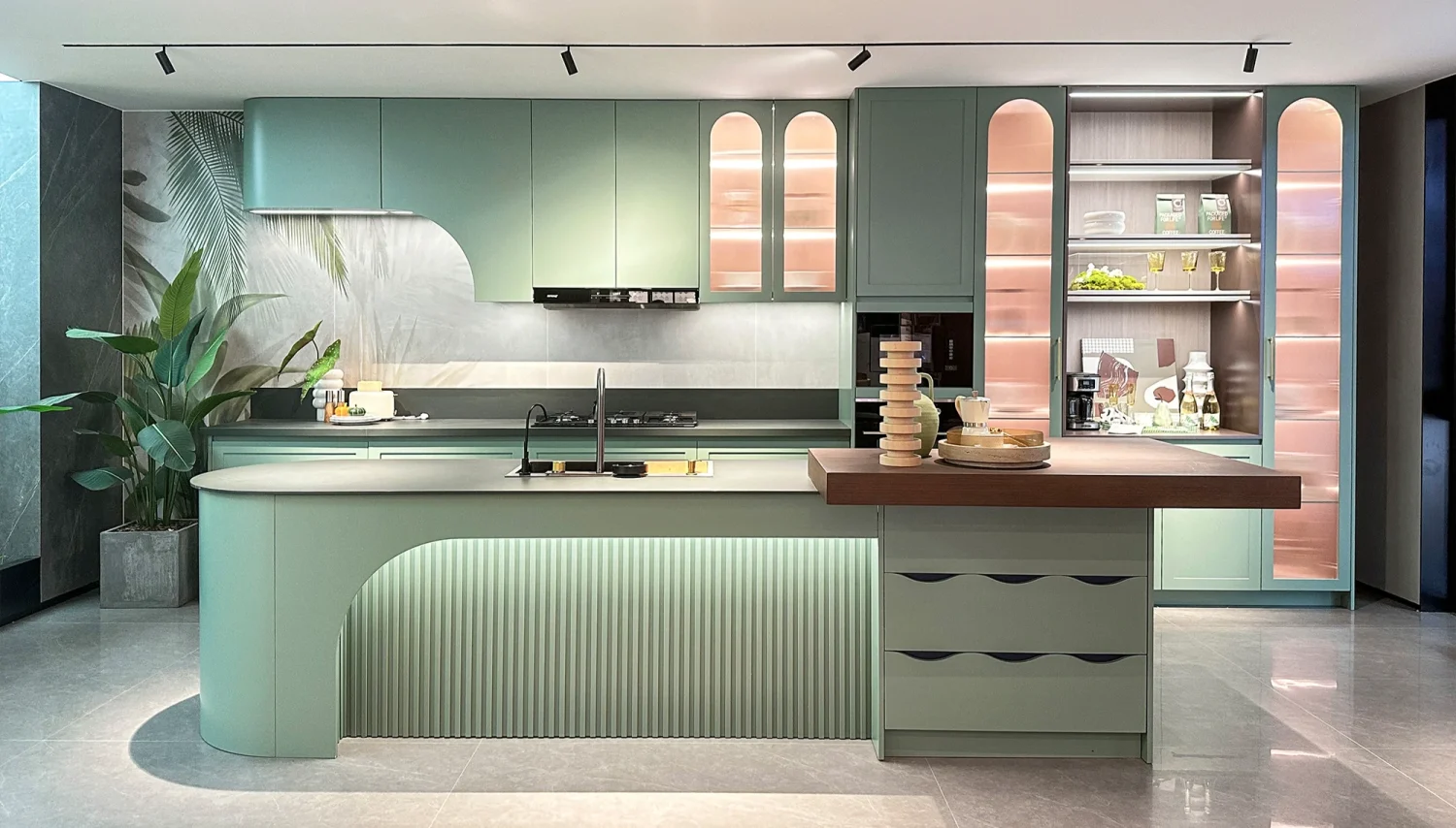 Exploring Kitchen Cabinet Design Trends in Malaysia 4 Smart LED kitchen cabinet design with motion-activated doors and charging