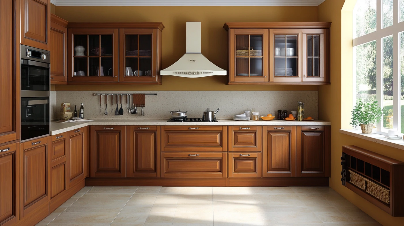 Brown Kitchen Cabinets Inspiration: Top 20 Ideas 26 Rustic kitchen with brown kitchen cabinets and warm mustard-yellow walls