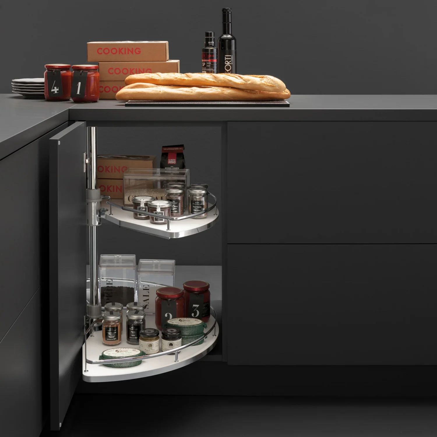 SJDUYD Organizer estraibile per armadietto ad angolo cieco da cucina con 4 cestelli, organizer estraibile per armadietti, organizer estensibile per armadietto dispensa 800