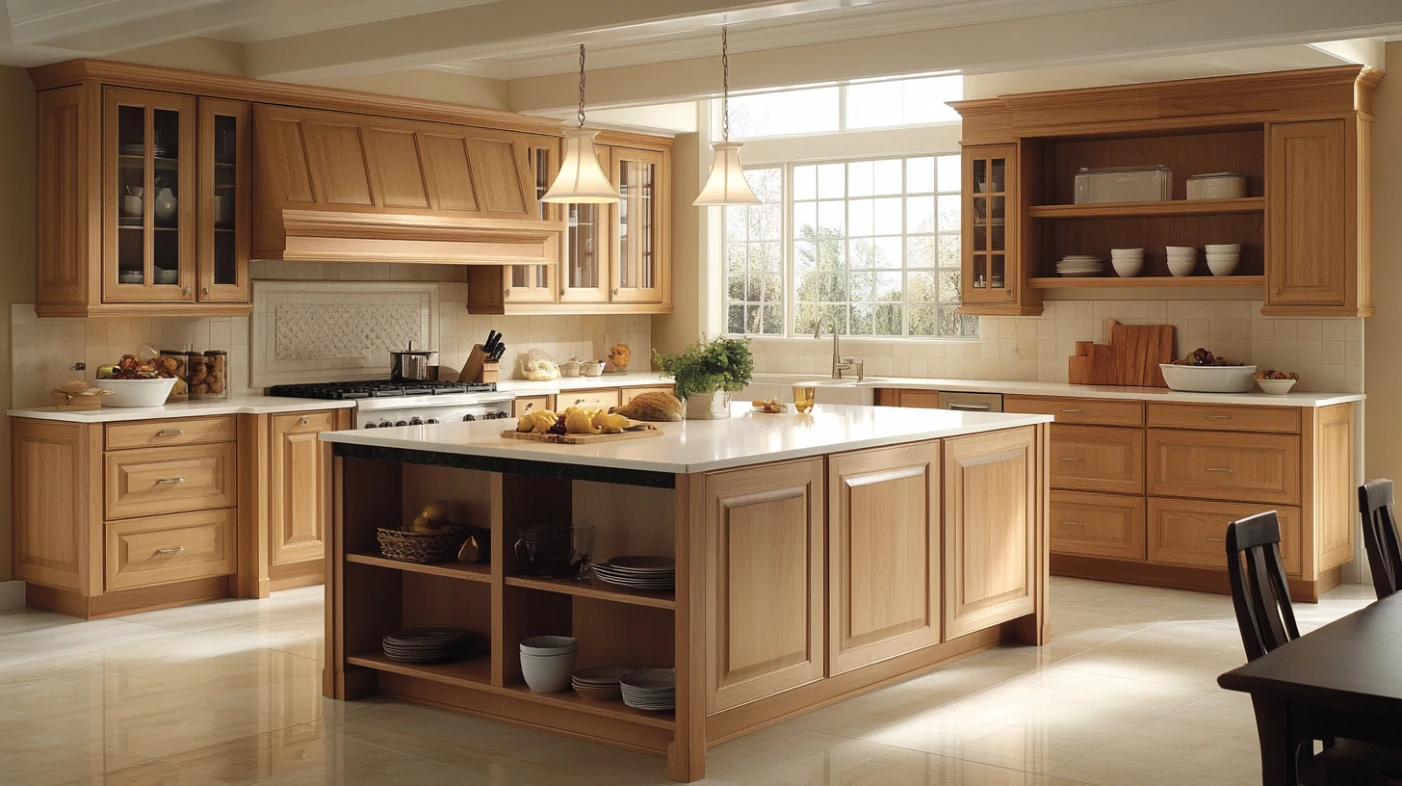 Birch Kitchen Cabinets: The Benefits and Drawbacks You Need to Know 1 bright kitchen with modern birch kitchen cabinets and large island