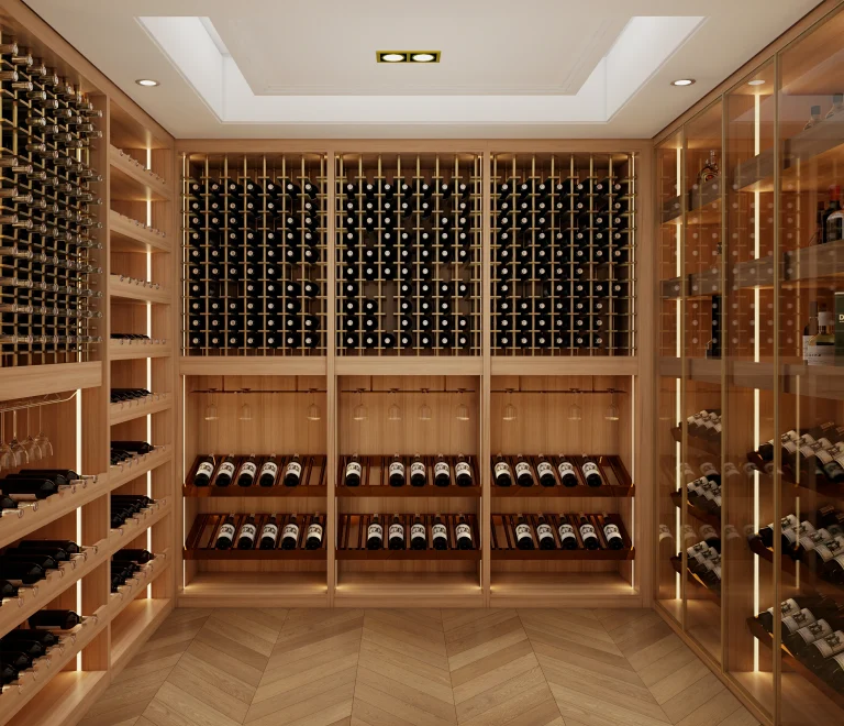 Spacious wine cabinet designed for large collections with ample bottle storage