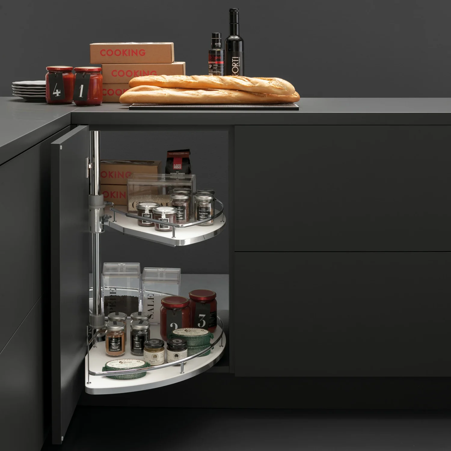 32 Small Kitchen Cabinet Ideas to Maximize Space and Style 3 small kitchen cabinet corner carousel with rotating shelves