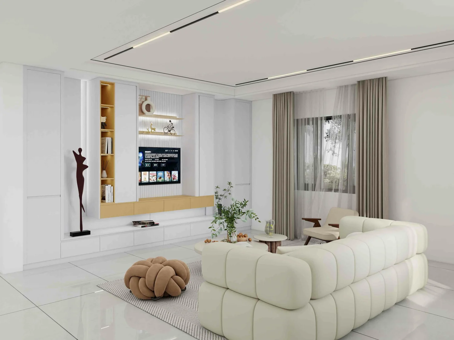 How to Choose the Perfect Living Room Cabinets: Expert Tips & Ideas 1 Modern built-in living room cabinet with sleek design, open shelving, and storage space for electronics.