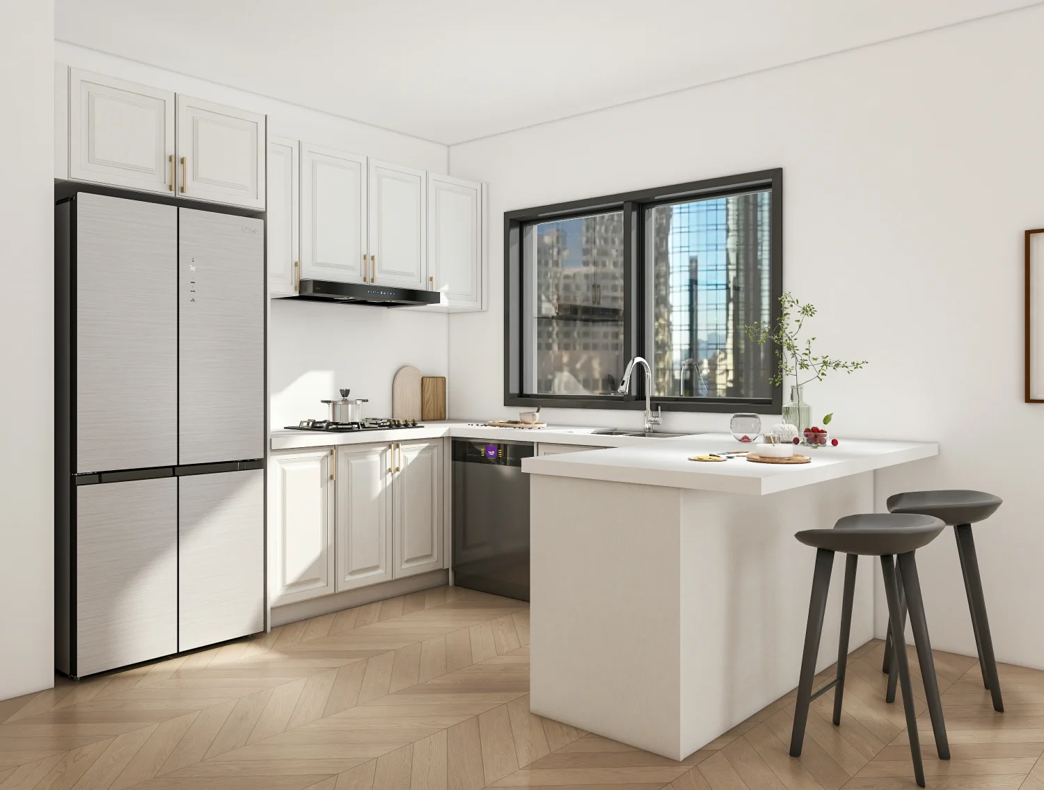 Space-Saving Wall Kitchen Cabinet Designs for Small Kitchens 3 Modular cabinetry design in a kitchen, allowing for customized wall cabinets that fit the specific layout and storage needs.