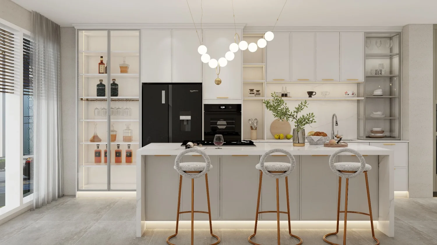 Open Kitchen Cabinets: Are They Right for Your Home? 1 Modern kitchen with open kitchen cabinets, featuring elegant open shelving and stylish décor.