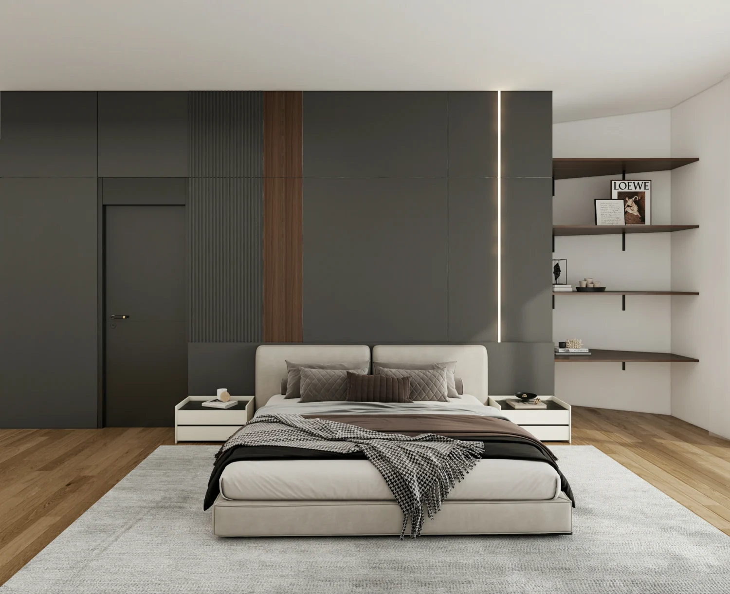 15 Best Master Bedroom Design Ideas for Your Home in 2025 1 Warm-toned wall paints like Muni Grey in a cozy master bedroom design.