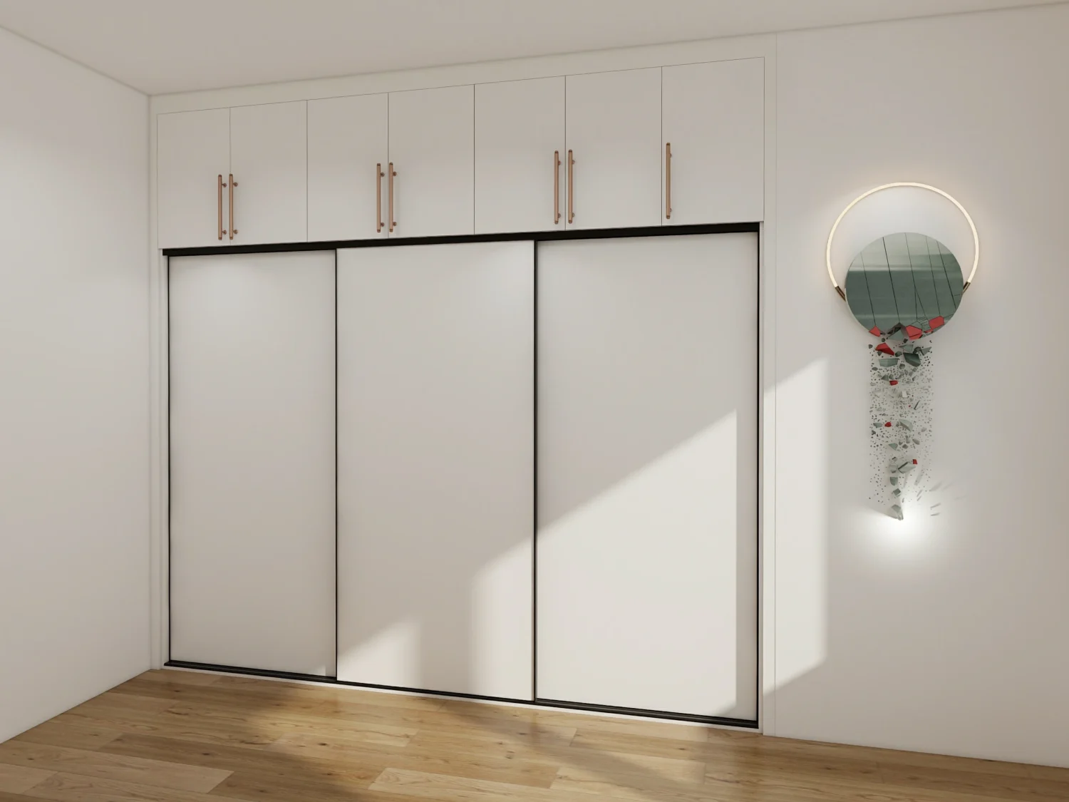 Sliding doors in a modern wardrobe, saving space and providing easy access.