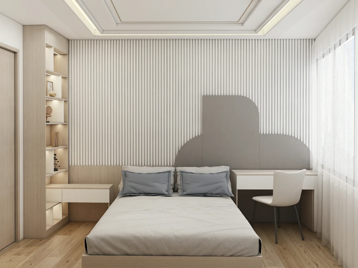 Personalized art pieces displayed in a romantic master bedroom.