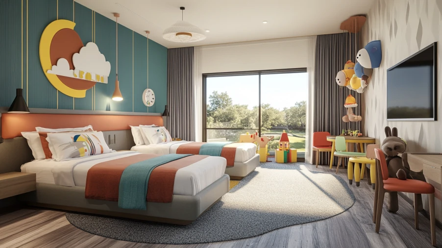 2025 Hotel Room Design Ideas 10 Hotel room design ideasfor families, with connected rooms, extra bedding, and ample storage space.