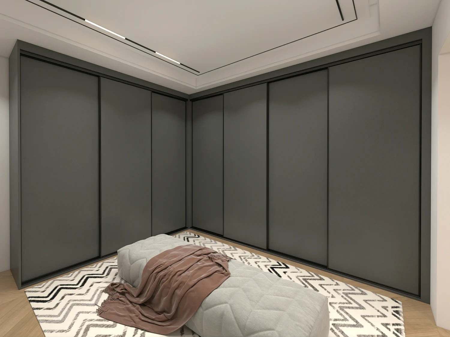 Stylish sliding door wardrobe with modern, sleek design perfect for a contemporary bedroom.