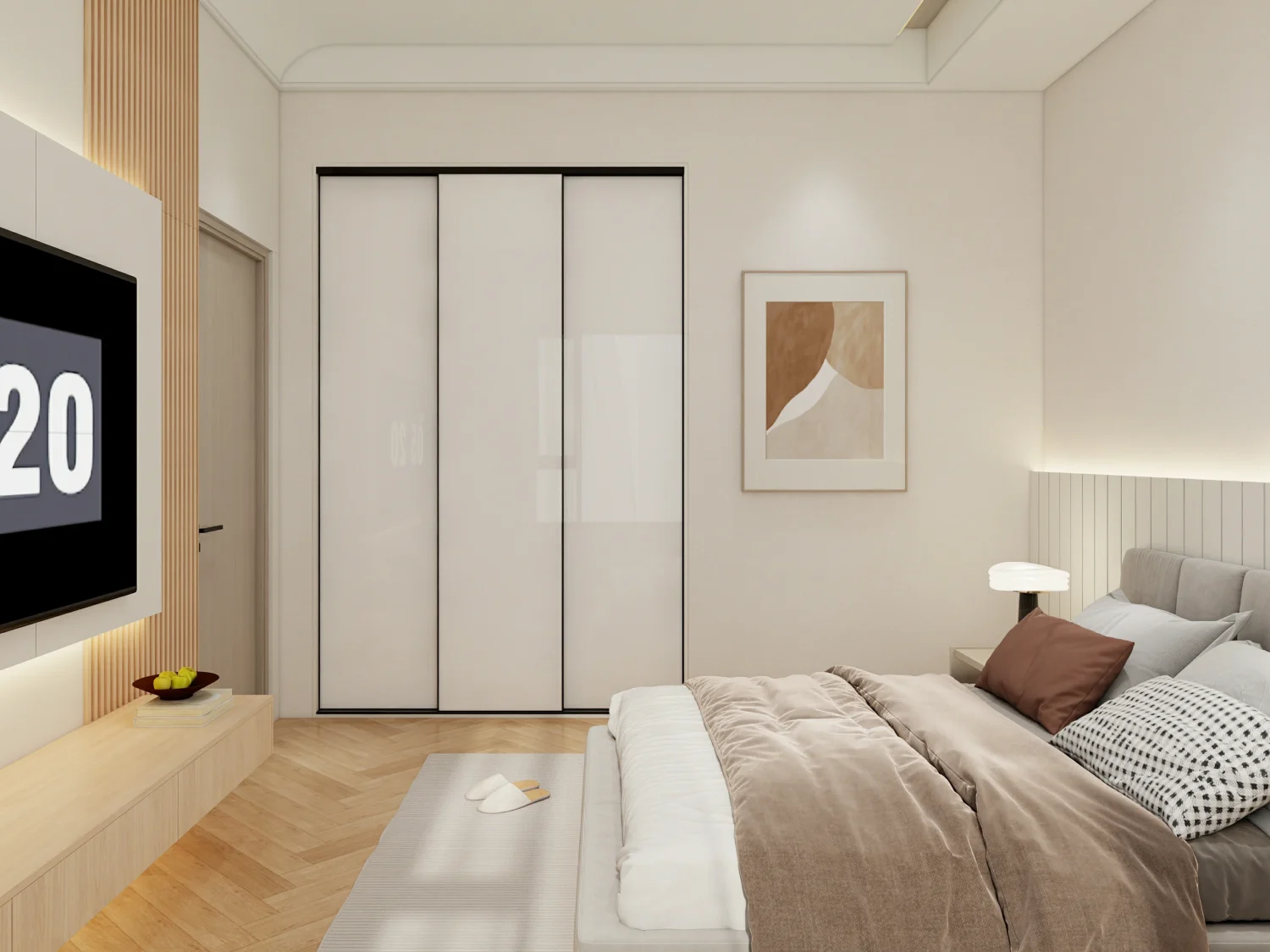A modern minimalist white wardrobe with sleek lines and matte finish for a contemporary look.