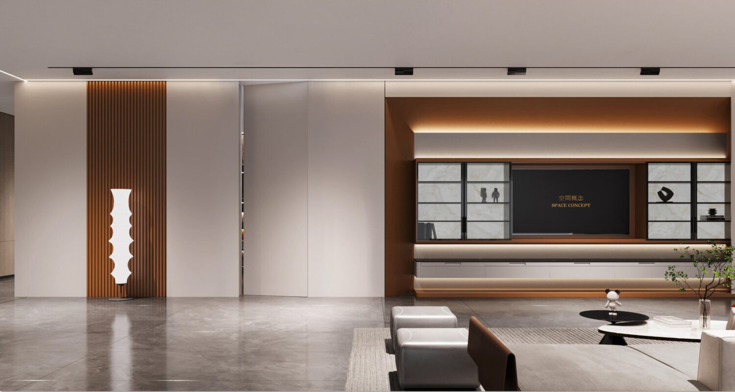 Hidden frameless interior door styles blending with wall panels in modern luxury interior doors dubai apartments.