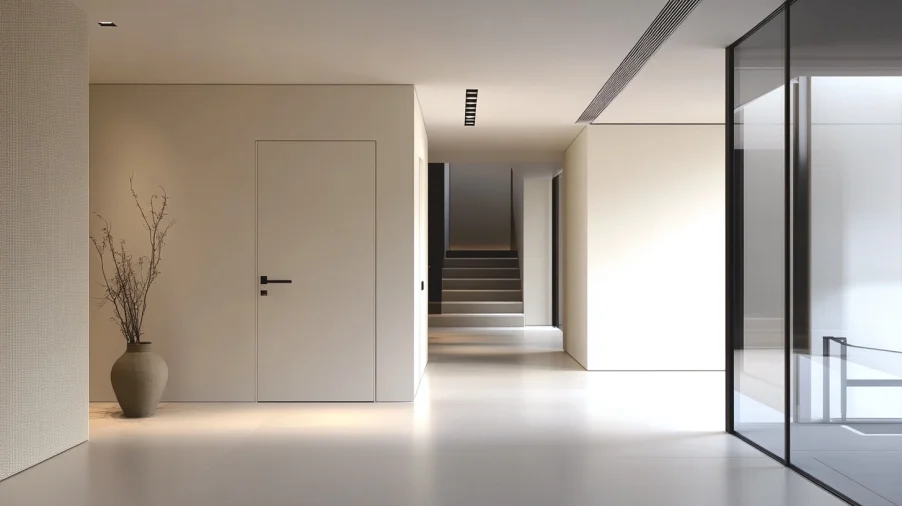 Sleek flush minimalist interior door styles creating clean modern spaces in luxury interior doors dubai apartments.