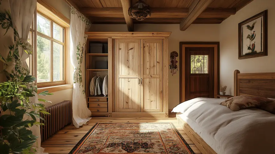 rustic-wooden-wardrobe-in-cozy-bedroom