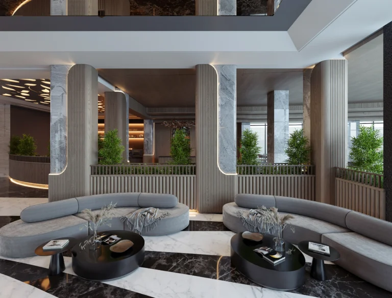 Hotel Lobby Millwork Image description