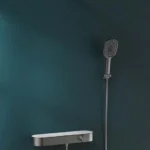 Sleek modern shower set with rain showerhead and handheld sprayer in matte finish