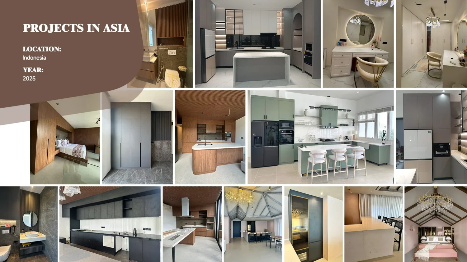 مصنع خزائن المطبخ المخصصة 4 مشروع تخصيص المنازل بالكامل من شركة PA HOME في إندونيسيا