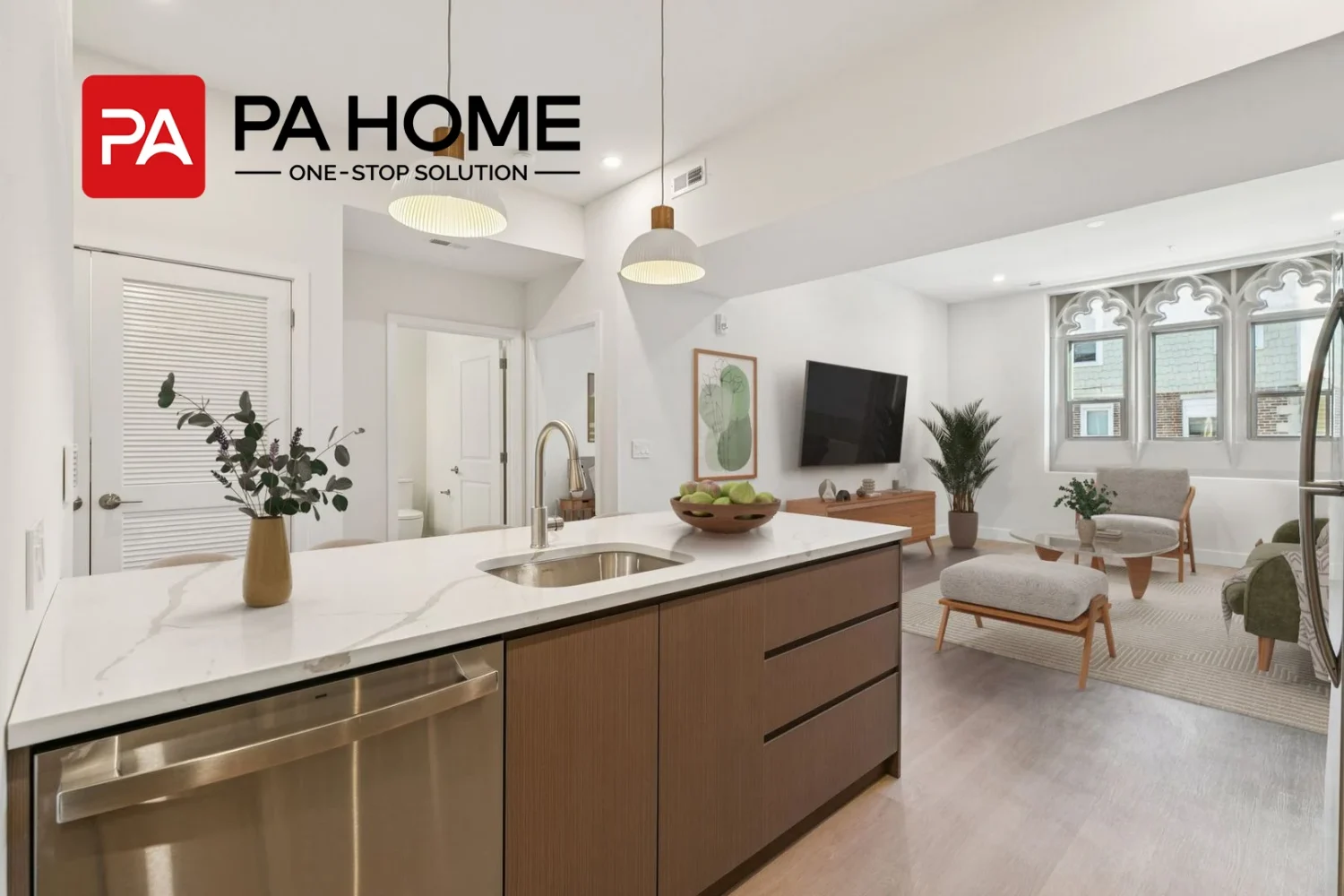 Ideias de design de ilha de cozinha contemporânea para apartamento na América do Norte, Nova Jersey 2