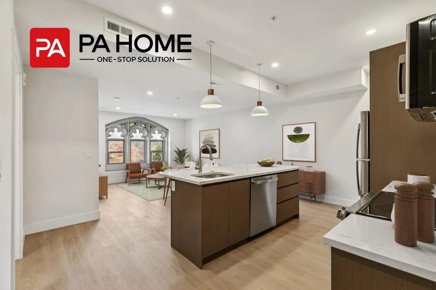 Cozinha americana com janelas góticas, Coleção de Apartamentos Boutique