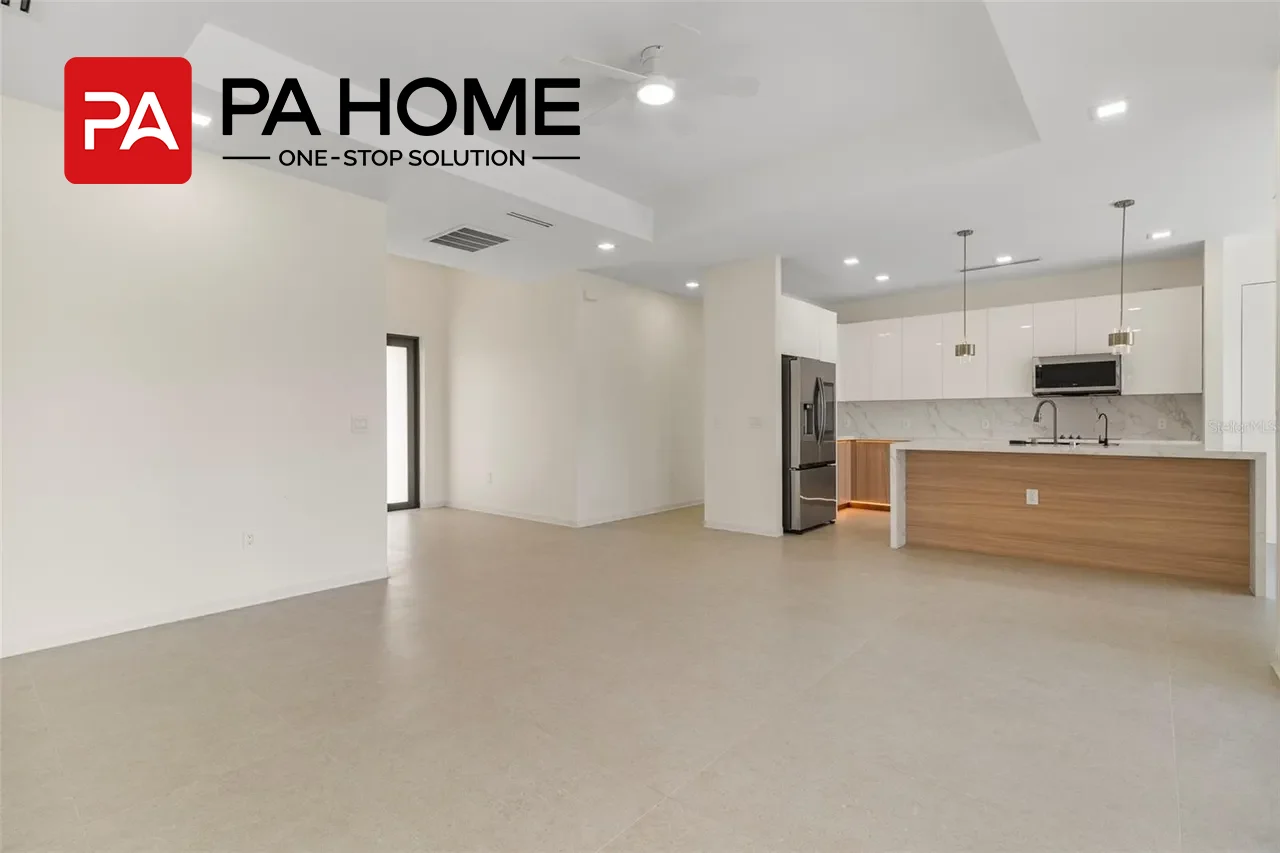 Personalização completa de casas na Flórida, cozinha integrada à sala de estar, apartamento na América do Norte