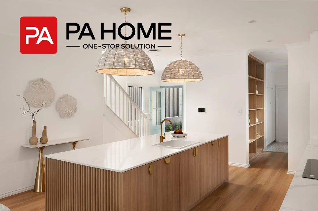 Desain Lampu Gantung Pulau Dapur Gaya Krem Brisbane Australia