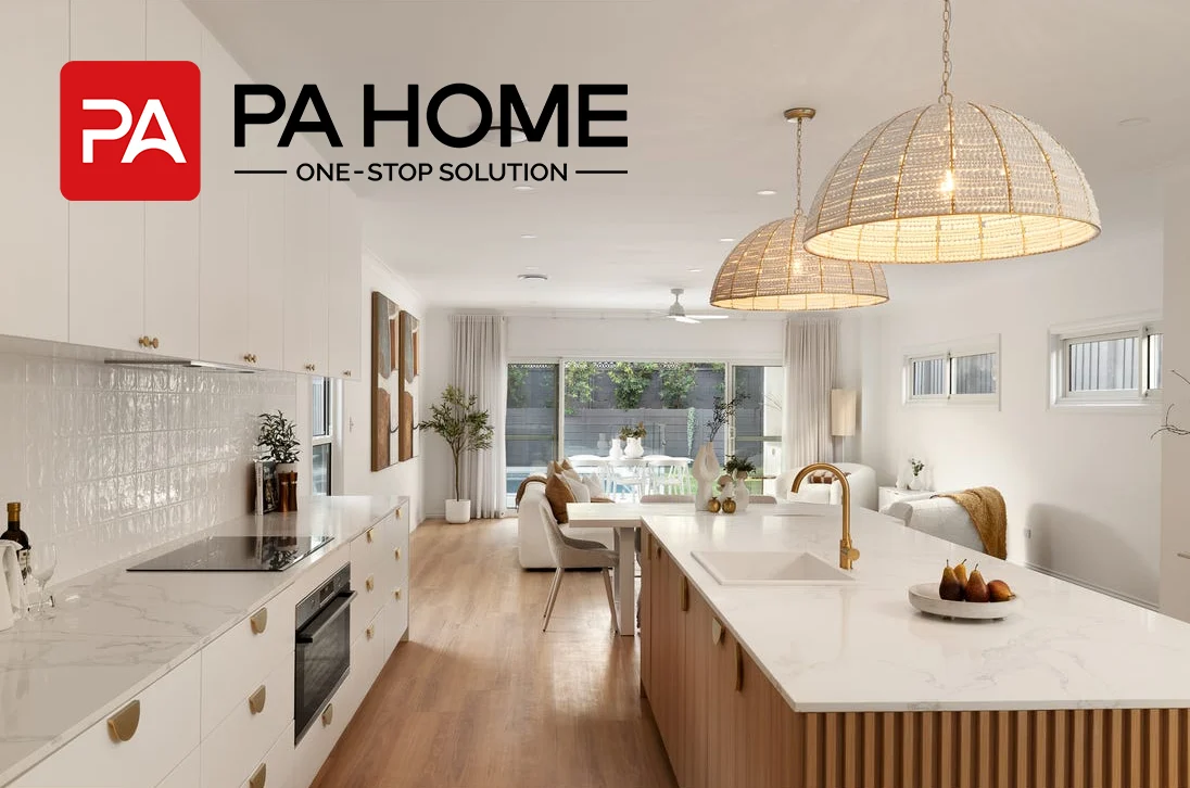 Brisbane, Avustralya, Krem Rengi Mutfak, Oturma Odasına Doğru Manzara