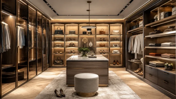 Top 7 Trends in Modern Walk-in Closet Design for Master Suites 1 Boutique-Style Glass Displays and Open Shelves