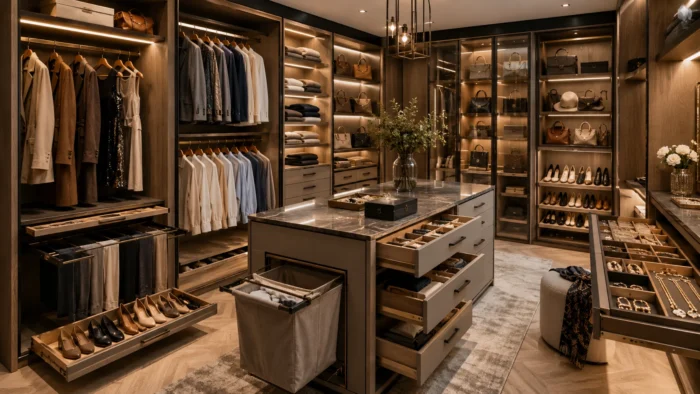 Top 7 Trends in Modern Walk-in Closet Design for Master Suites 6 Ergonomic Pull-out Systems & Smart Zoning