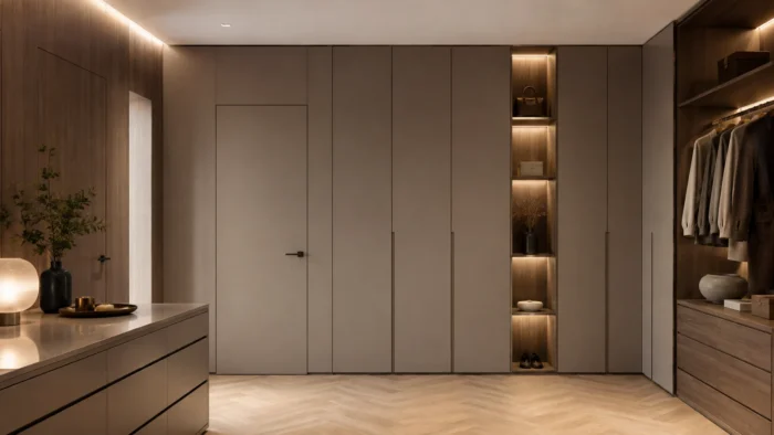 Top 7 Trends in Modern Walk-in Closet Design for Master Suites 5 Seamless Wall-to-Door-to-Cabinet Integration